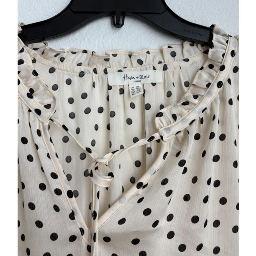 NWOT Womens Plus Haver & Blair Satin Polka Dot Blouse Size 2X - Picture 3 of 3